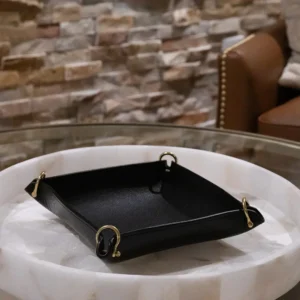 Chosen Leatherwork Monarch Noir Leather Tray - Valet Tray, Desk Tray or Decorative Tray