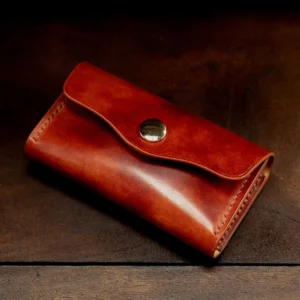 Chosen Leatherwork Shell Cordovan Museum Leather Business Card Holder Case, Cognac